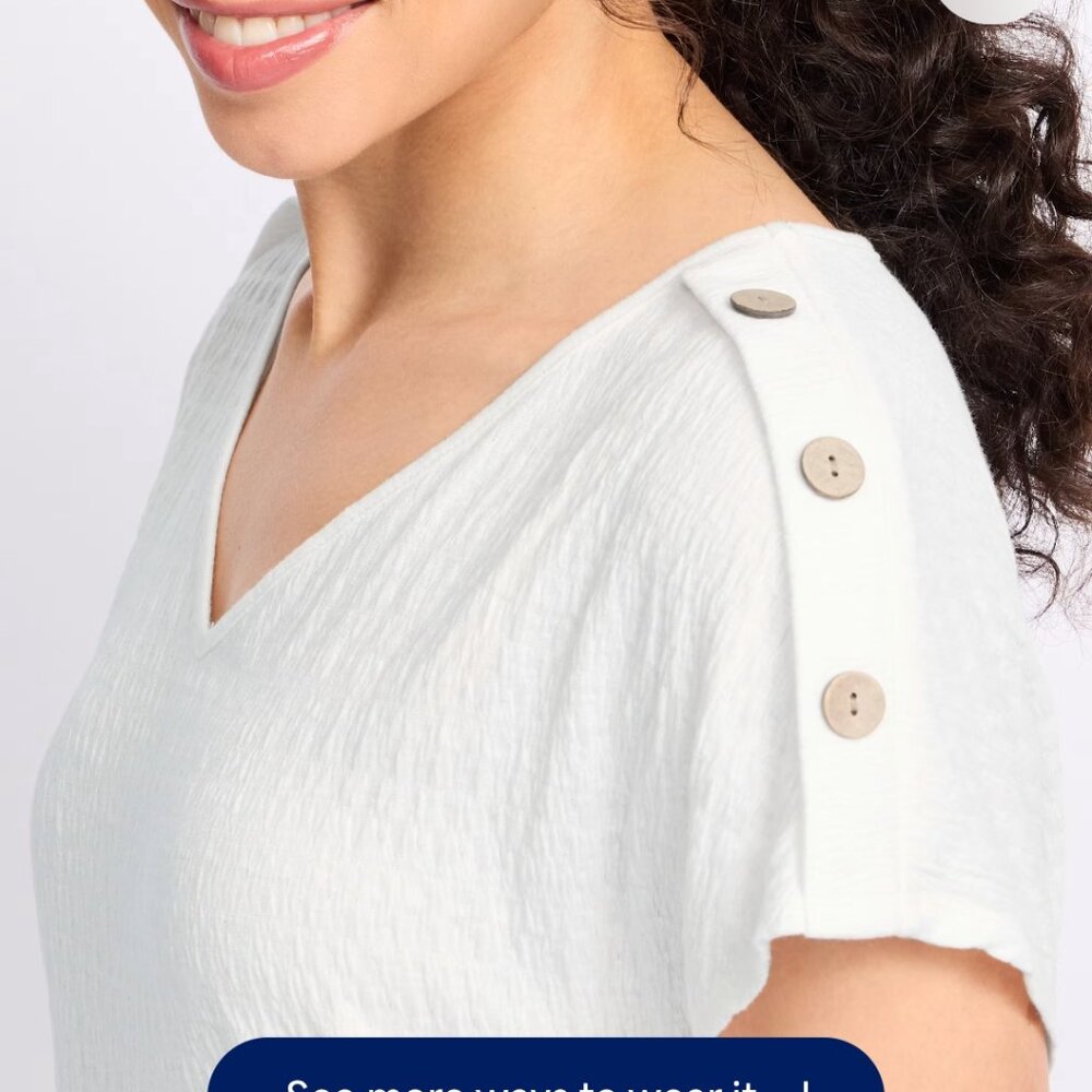 White Knit Top Sz L - Picture 3 of 3